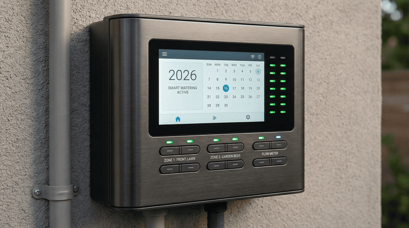 Digital display on a wall with calendar and time information