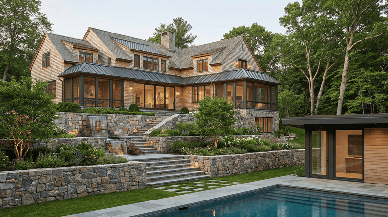 Luxurious house with a pool and garden in a serene setting